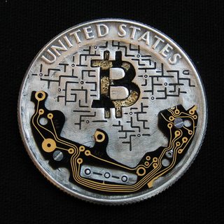 File:Gabriele Perticaroli - Bitcoin Circuit Board 1964 Kennedy Half Dollar Silver front.jpg